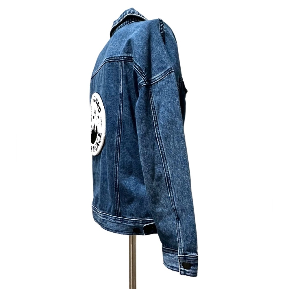 DENIM STATEMENT For The Republic Dark Blue Jacket with Text Detail Peace medium - Picture 7 of 15